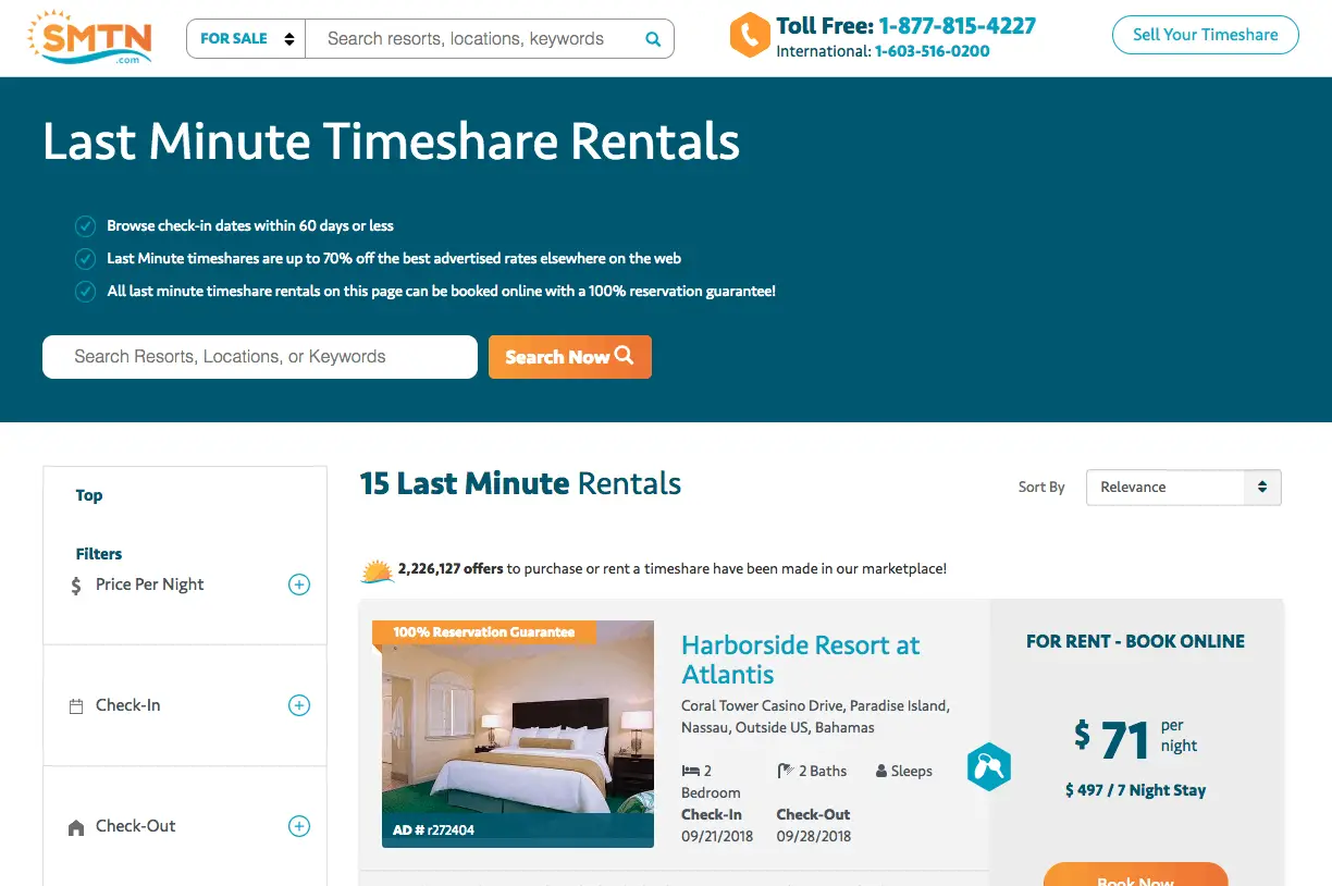 last minute timeshare deals